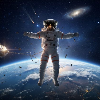 Astronaut in space generated by DALL-E 3 in MultipleChat Image Studio