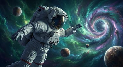 Astronaut in space generated by Recraft in MultipleChat Image Studio